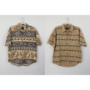 Lot 2 Chaps Ralph Lauren Men's Sz L Southwestern Hawaiian Short Sleeve Shirt VTG